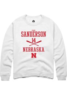 Case Sanderson  Rally Nebraska Cornhuskers Mens White NIL Sport Icon Long Sleeve Crew Sweatshirt