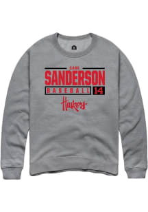 Case Sanderson  Rally Nebraska Cornhuskers Mens Graphite NIL Stacked Box Long Sleeve Crew Sweatshi..