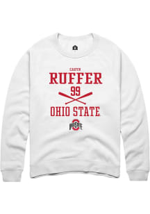 Cadyn Ruffer  Rally Ohio State Buckeyes Mens White NIL Sport Icon Long Sleeve Crew Sweatshirt