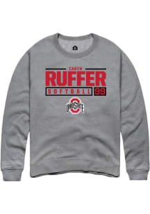 Cadyn Ruffer  Rally Ohio State Buckeyes Mens Graphite NIL Stacked Box Long Sleeve Crew Sweatshirt