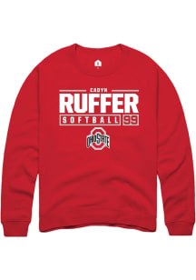 Cadyn Ruffer  Rally Ohio State Buckeyes Mens Red NIL Stacked Box Long Sleeve Crew Sweatshirt
