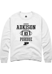 Andrew Adkison  Rally Purdue Boilermakers Mens White NIL Sport Icon Long Sleeve Crew Sweatshirt