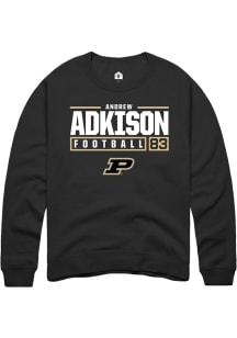 Andrew Adkison  Rally Purdue Boilermakers Mens Black NIL Stacked Box Long Sleeve Crew Sweatshirt