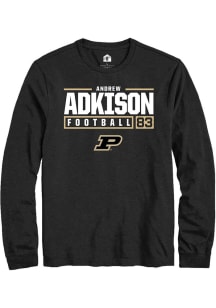 Andrew Adkison  Purdue Boilermakers Black Rally NIL Stacked Box Long Sleeve T Shirt