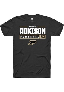 Andrew Adkison  Purdue Boilermakers Black Rally NIL Stacked Box Short Sleeve T Shirt