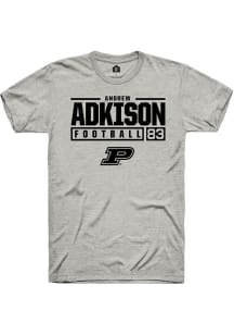 Andrew Adkison  Purdue Boilermakers Ash Rally NIL Stacked Box Short Sleeve T Shirt