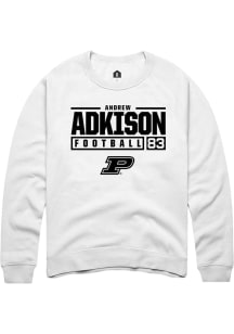 Andrew Adkison  Rally Purdue Boilermakers Mens White NIL Stacked Box Long Sleeve Crew Sweatshirt