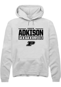 Andrew Adkison  Rally Purdue Boilermakers Mens White NIL Stacked Box Long Sleeve Hoodie