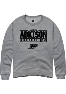 Andrew Adkison  Rally Purdue Boilermakers Mens Graphite NIL Stacked Box Long Sleeve Crew Sweatshir..