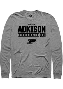 Andrew Adkison  Purdue Boilermakers Graphite Rally NIL Stacked Box Long Sleeve T Shirt