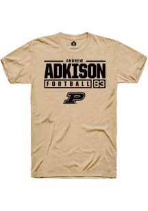 Andrew Adkison  Purdue Boilermakers Gold Rally NIL Stacked Box Short Sleeve T Shirt