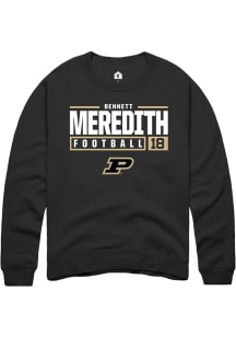 Bennett Meredith  Rally Purdue Boilermakers Mens Black NIL Stacked Box Long Sleeve Crew Sweatshirt
