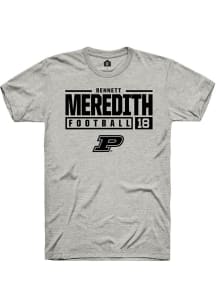 Bennett Meredith  Purdue Boilermakers Ash Rally NIL Stacked Box Short Sleeve T Shirt