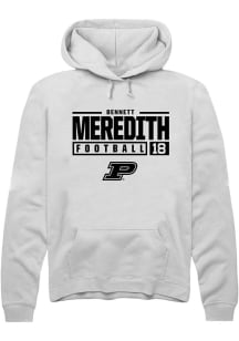 Bennett Meredith  Rally Purdue Boilermakers Mens White NIL Stacked Box Long Sleeve Hoodie