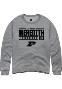 Bennett Meredith  Rally Purdue Boilermakers Mens Graphite NIL Stacked Box Long Sleeve Crew Sweatsh..