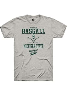 Matthew Basgall  Michigan State Spartans Ash Rally NIL Sport Icon Short Sleeve T Shirt