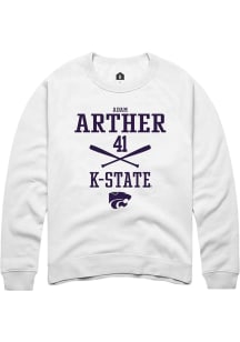 Adam Arther  Rally K-State Wildcats Mens White NIL Sport Icon Long Sleeve Crew Sweatshirt