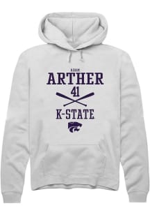 Adam Arther  Rally K-State Wildcats Mens White NIL Sport Icon Long Sleeve Hoodie