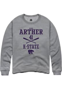 Adam Arther  Rally K-State Wildcats Mens Graphite NIL Sport Icon Long Sleeve Crew Sweatshirt