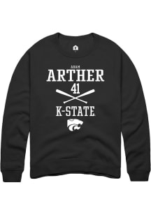 Adam Arther  Rally K-State Wildcats Mens Black NIL Sport Icon Long Sleeve Crew Sweatshirt