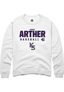 Adam Arther  Rally K-State Wildcats Mens White NIL Stacked Box Long Sleeve Crew Sweatshirt