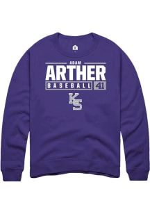 Adam Arther  Rally K-State Wildcats Mens Purple NIL Stacked Box Long Sleeve Crew Sweatshirt