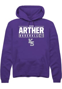 Adam Arther  Rally K-State Wildcats Mens Purple NIL Stacked Box Long Sleeve Hoodie