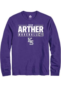Adam Arther  K-State Wildcats Purple Rally NIL Stacked Box Long Sleeve T Shirt