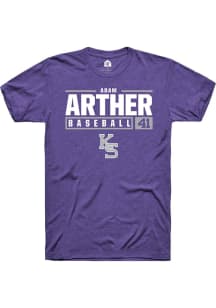 Adam Arther  K-State Wildcats Purple Rally NIL Stacked Box Short Sleeve T Shirt