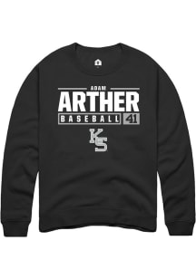 Adam Arther  Rally K-State Wildcats Mens Black NIL Stacked Box Long Sleeve Crew Sweatshirt