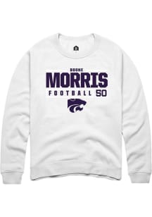Boone Morris  Rally K-State Wildcats Mens White NIL Stacked Box Long Sleeve Crew Sweatshirt