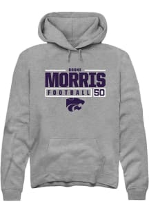 Boone Morris  Rally K-State Wildcats Mens Graphite NIL Stacked Box Long Sleeve Hoodie