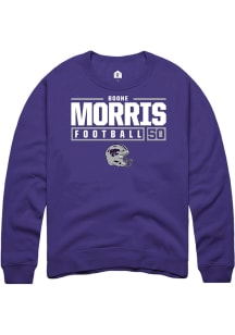 Boone Morris  Rally K-State Wildcats Mens Purple NIL Stacked Box Long Sleeve Crew Sweatshirt