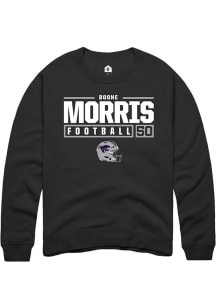 Boone Morris  Rally K-State Wildcats Mens Black NIL Stacked Box Long Sleeve Crew Sweatshirt