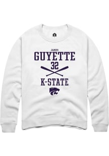 James Guyette  Rally K-State Wildcats Mens White NIL Sport Icon Long Sleeve Crew Sweatshirt