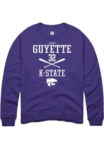 James Guyette  Rally K-State Wildcats Mens Purple NIL Sport Icon Long Sleeve Crew Sweatshirt