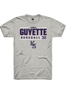 James Guyette  K-State Wildcats Ash Rally NIL Stacked Box Short Sleeve T Shirt