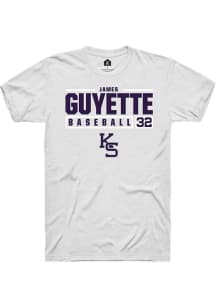 James Guyette  K-State Wildcats White Rally NIL Stacked Box Short Sleeve T Shirt