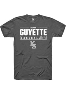 James Guyette  K-State Wildcats Dark Grey Rally NIL Stacked Box Short Sleeve T Shirt