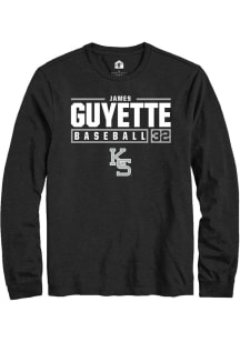 James Guyette  K-State Wildcats Black Rally NIL Stacked Box Long Sleeve T Shirt