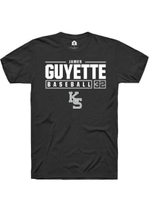 James Guyette  K-State Wildcats Black Rally NIL Stacked Box Short Sleeve T Shirt