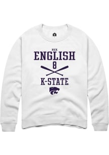 Nick English  Rally K-State Wildcats Mens White NIL Sport Icon Long Sleeve Crew Sweatshirt