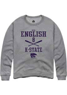 Nick English  Rally K-State Wildcats Mens Graphite NIL Sport Icon Long Sleeve Crew Sweatshirt