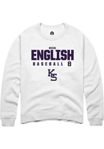 Nick English  Rally K-State Wildcats Mens White NIL Stacked Box Long Sleeve Crew Sweatshirt