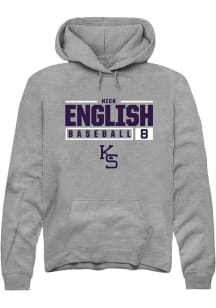 Nick English  Rally K-State Wildcats Mens Graphite NIL Stacked Box Long Sleeve Hoodie