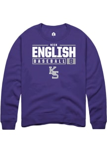 Nick English  Rally K-State Wildcats Mens Purple NIL Stacked Box Long Sleeve Crew Sweatshirt