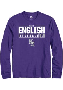 Nick English  K-State Wildcats Purple Rally NIL Stacked Box Long Sleeve T Shirt