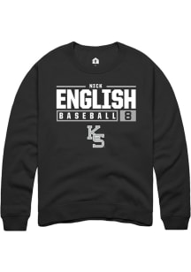 Nick English  Rally K-State Wildcats Mens Black NIL Stacked Box Long Sleeve Crew Sweatshirt