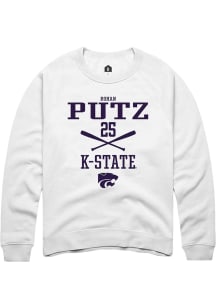 Rohan Putz  Rally K-State Wildcats Mens White NIL Sport Icon Long Sleeve Crew Sweatshirt