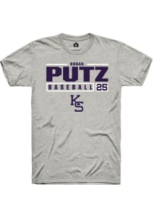 Rohan Putz  K-State Wildcats Ash Rally NIL Stacked Box Short Sleeve T Shirt
